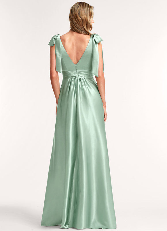 Robe Pastel Rose Satin Demoiselle D'Honneur - gallery 5