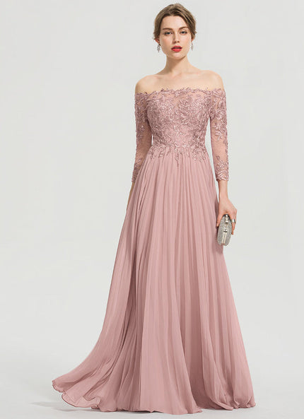 Robe Pastel Rose Épaules Dénudées Dentelle