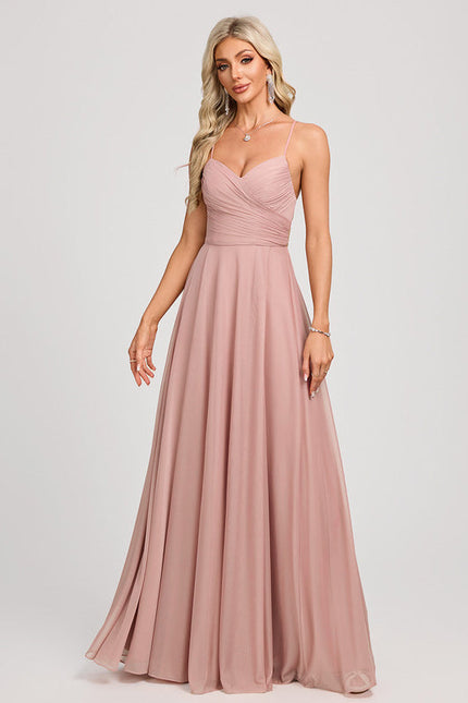 Robe Pastel Rose Col V Longueur Maxi - gallery 3