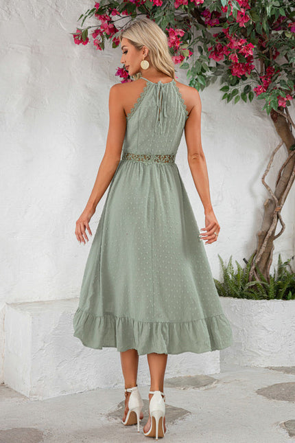 Robe Pastel Verte À Volants Midi - gallery 5