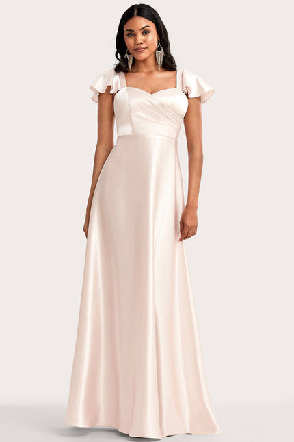 Robe Pastel Rose Satin Demoiselle D'Honneur - gallery 1