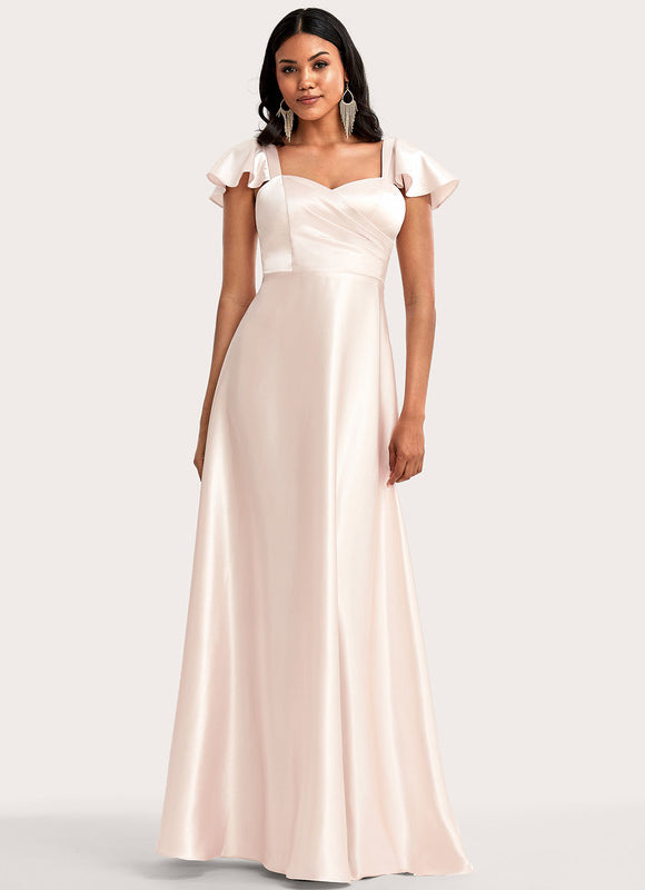 Robe Pastel Rose Satin Demoiselle D'Honneur - gallery 1
