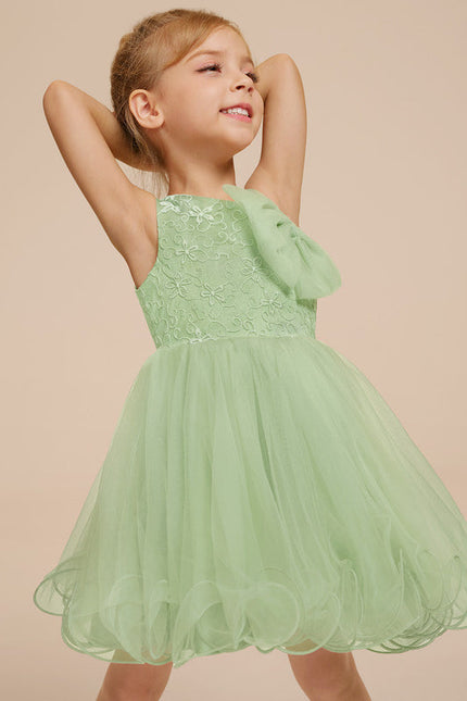 Robe Pastel Verte Dentelle Tulle Fille Mariage - gallery 3