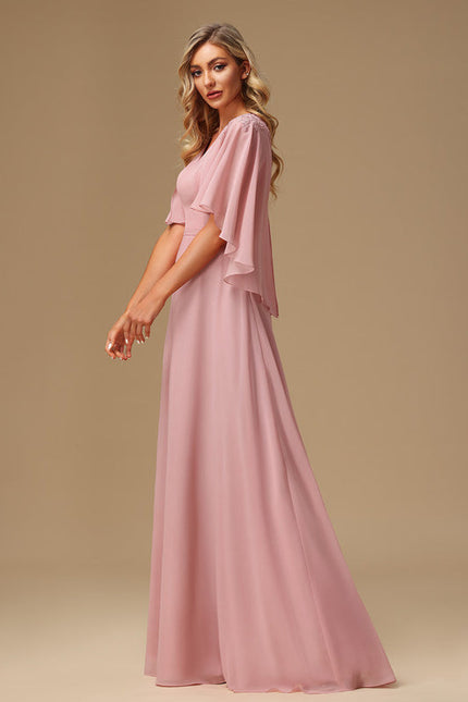 Robe Pastel Rose Demoiselle D'Honneur Élégante - gallery 5