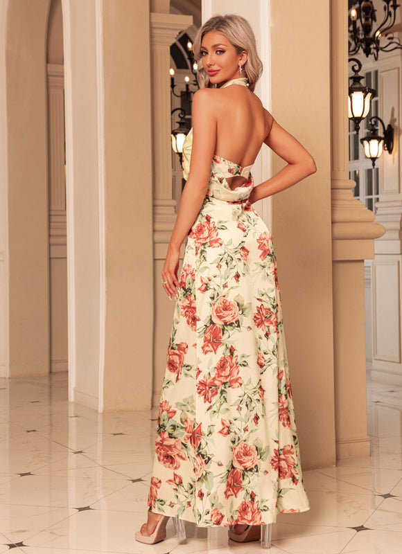 Robe Pastel Imprimée Fleurs Beige Maxi - gallery 5