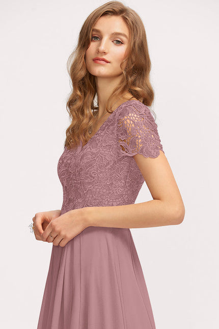Robe Pastel Rose Mousseline D'Honneur Col V. - gallery 3