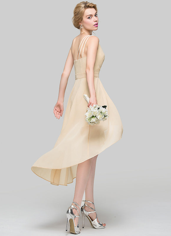 Robe Pastel Beige Décolleté Asymétrique Chic - gallery 7