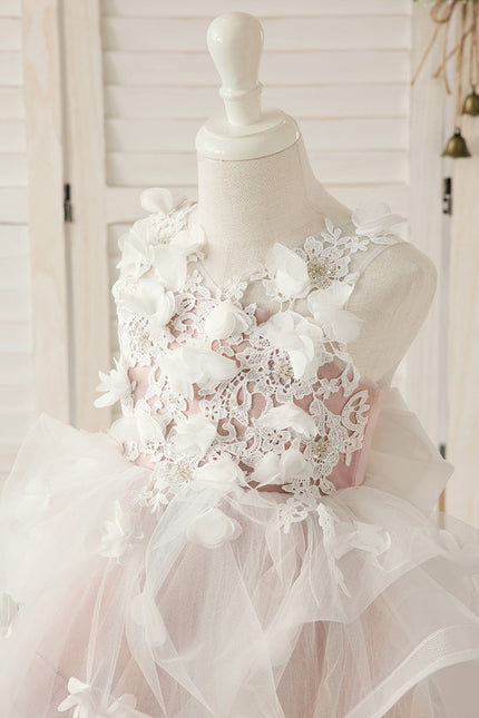 Robe Pastel Fille Mariage Blanc Rose - gallery 6