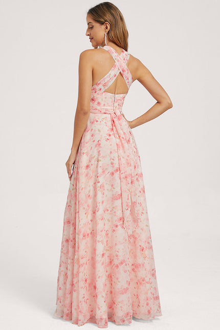 Robe Pastel Rose Trapèze Décolleté Col V - gallery 5