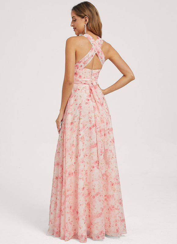Robe Pastel Rose Trapèze Décolleté Col V - gallery 5