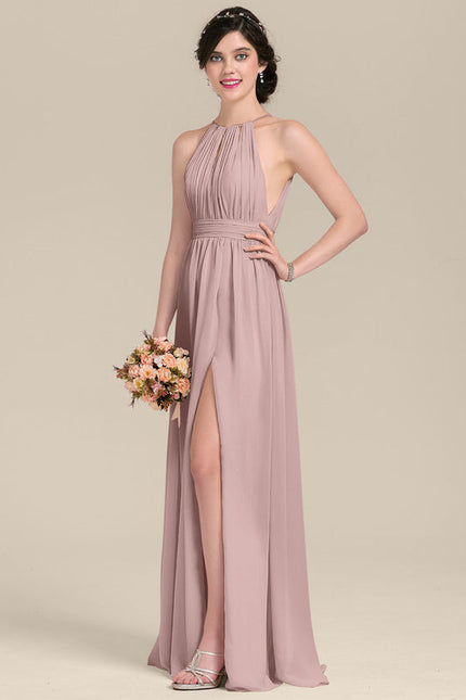 Robe Pastel Rose Dégradé Col Rond Maxi - gallery 2