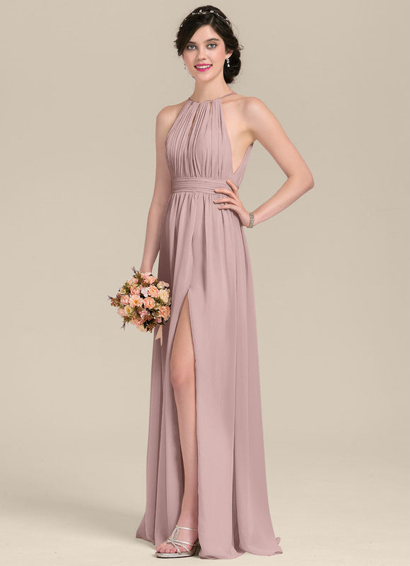 Robe Pastel Rose Dégradé Col Rond Maxi - gallery 2