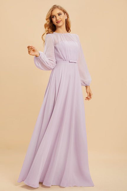 Robe Pastel Violet Longueur Ras Du Sol - gallery 2