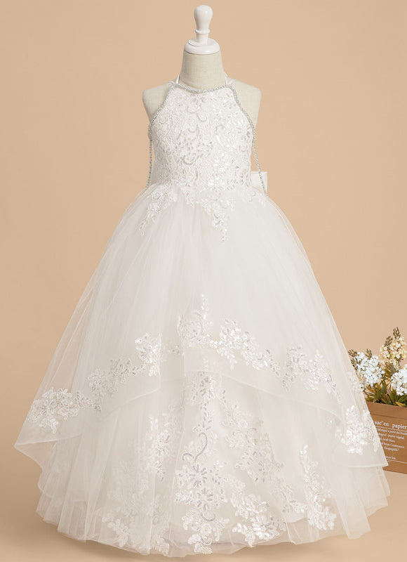 Robe Pastel Demoiselle D'Honneur Blanche Tulle - gallery 1