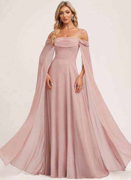 Robe Pastel Rose Décolleté Longue Avec Volants
