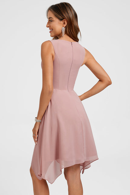 Robe Pastel Rose Col Bénitier Asymétrique - gallery 6