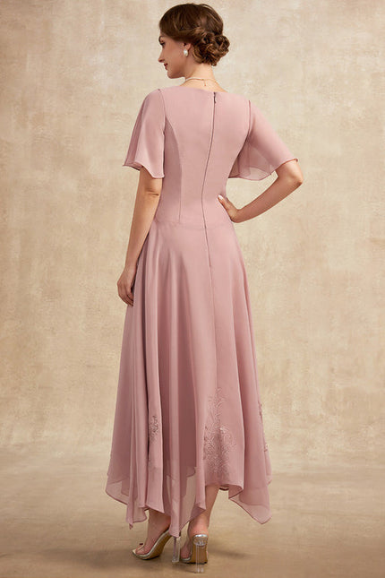 Robe Pastel Rose Dentelle Élégante Pour Mariage - gallery 5