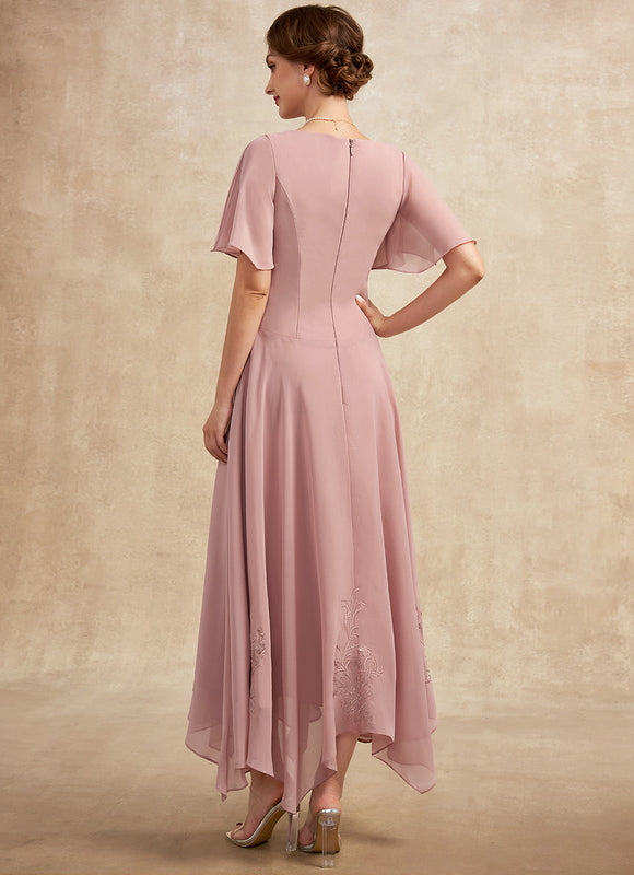 Robe Pastel Rose Dentelle Élégante Pour Mariage - gallery 5