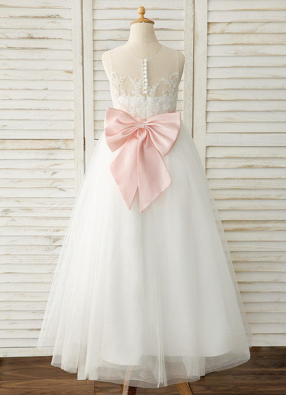 Robe Pastel Blanche Longue Satin Avec Nœud. - gallery 6