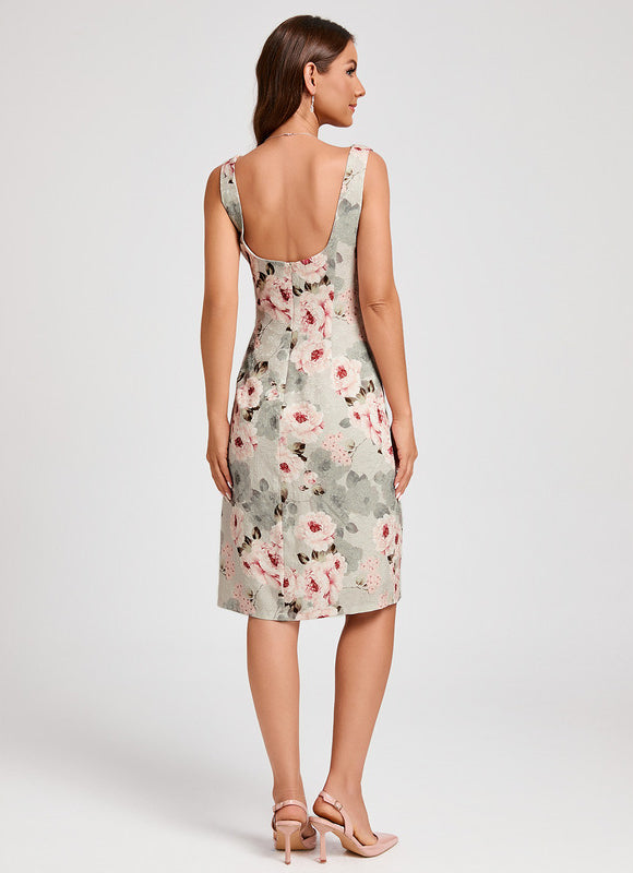 Robe Pastel Floral Col Carré Beige - gallery 7