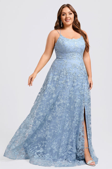 Robe Pastel Bleu Col Rond Dentelle - gallery 6