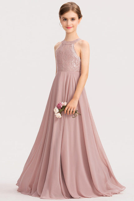 Robe Pastel Rose Demoiselle D'Honneur Longue - gallery 2