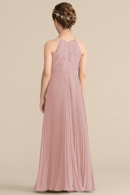 Robe Pastel Rose Mousseline Trapèze Plissée - gallery 1
