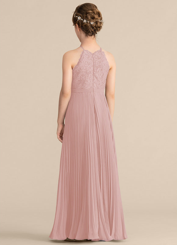 Robe Pastel Rose Mousseline Trapèze Plissée - gallery 1