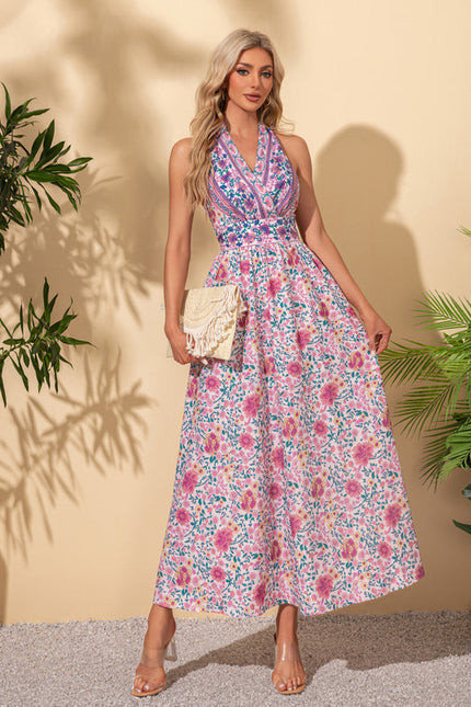 Robe Pastel Imprimé Fleurs Mauve Maxi - gallery 2
