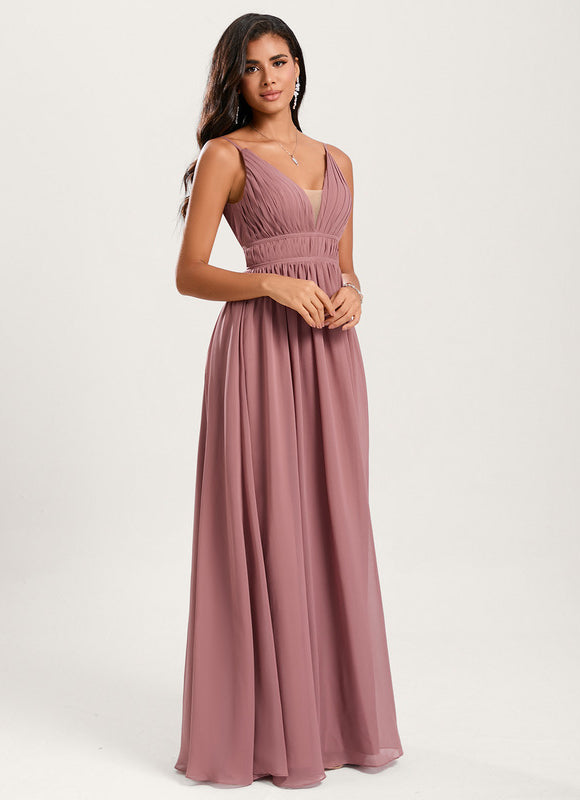 Robe Pastel Rose Demoiselle D'Honneur Élégante - gallery 2