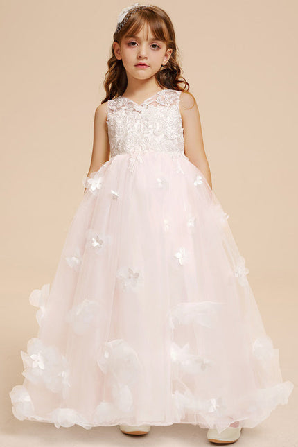 Robe Pastel Rose Dentelle Princesses Fille - gallery 2