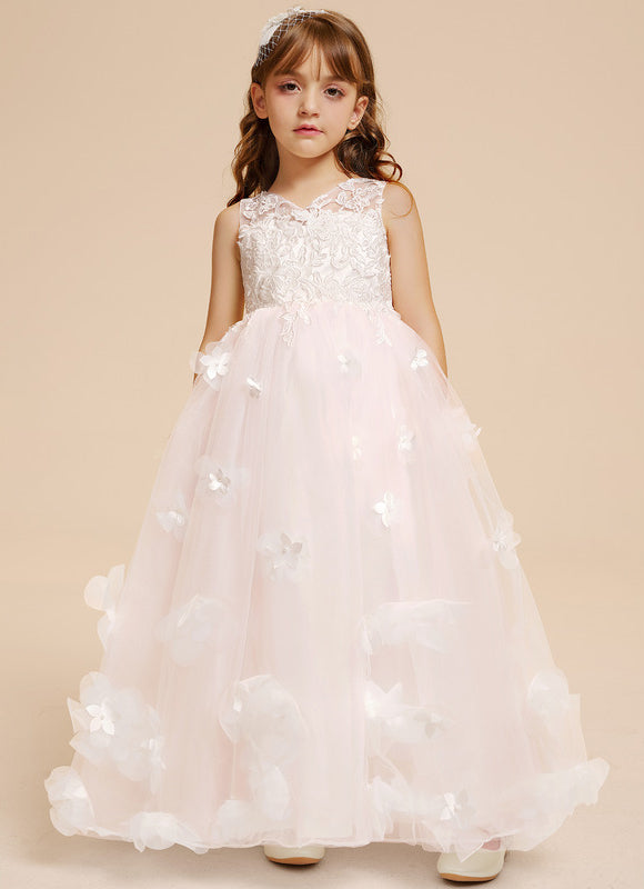 Robe Pastel Rose Dentelle Princesses Fille - gallery 2