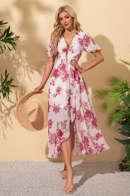 Robe Pastel Fleurie Blanche Maxi Trapèze - gallery 7