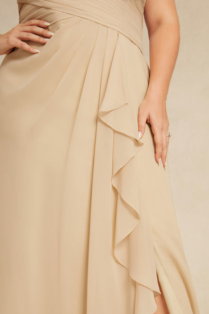 Robe Pastel Beige Dentelle Trapèze Longue - gallery 6