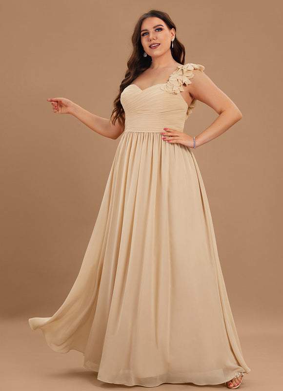 Robe Pastel Beige Décolleté Asymétrique Florale - gallery 4