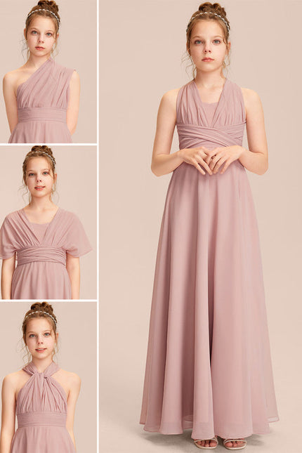 Robe Pastel Rose Décolleté Asymétrique Junior