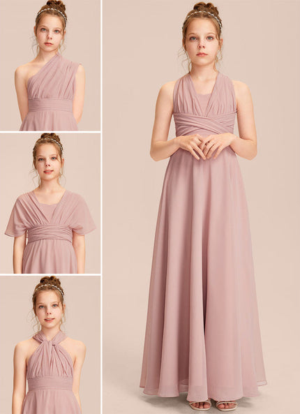 Robe Pastel Rose Décolleté Asymétrique Junior