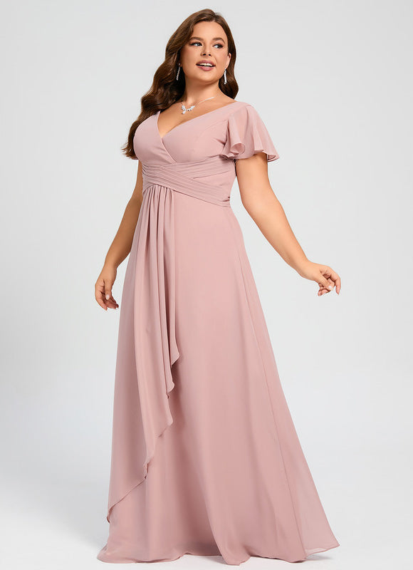 Robe Pastel Rose Demoiselle D'Honneur Élégante - gallery 5