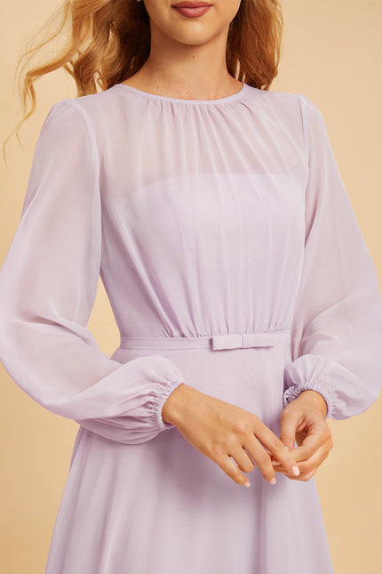Robe Pastel Violet Longueur Ras Du Sol - gallery 3