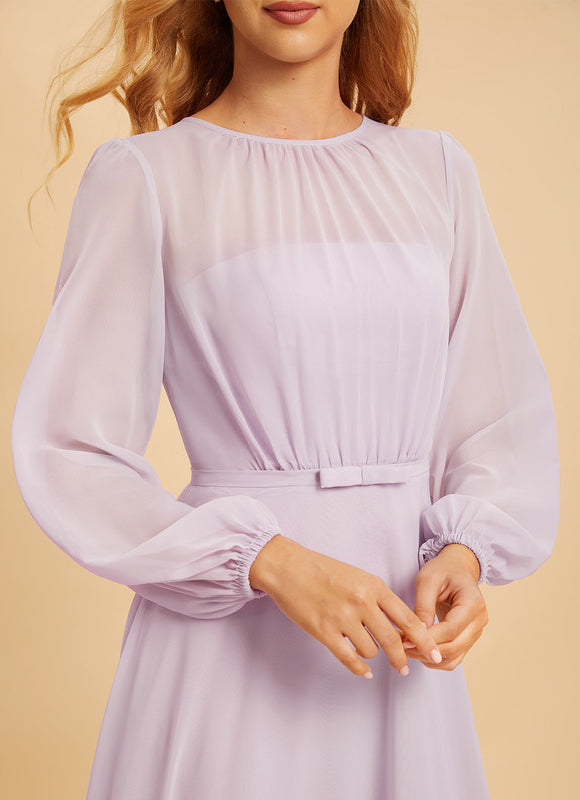 Robe Pastel Violet Longueur Ras Du Sol - gallery 3