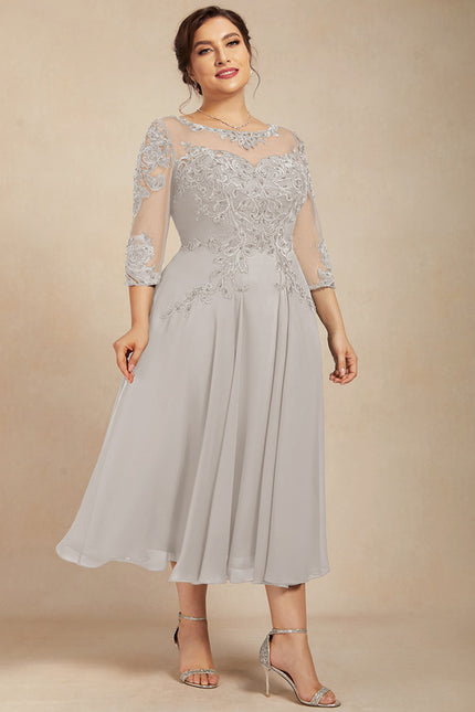 Robe Pastel Grise Chic Longueur Mollet - gallery 9