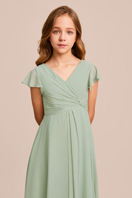 Robe Pastel Verte Trapèze Col V Junior - gallery 1