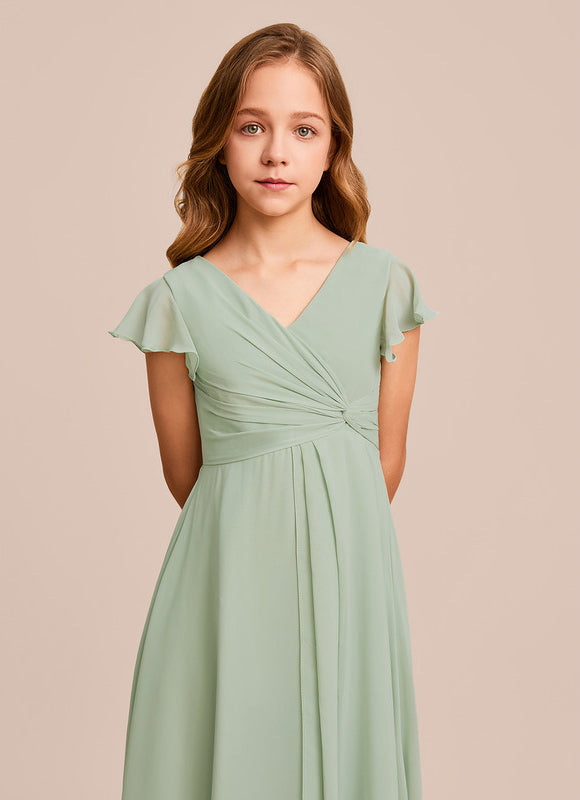 Robe Pastel Verte Trapèze Col V Junior - gallery 1