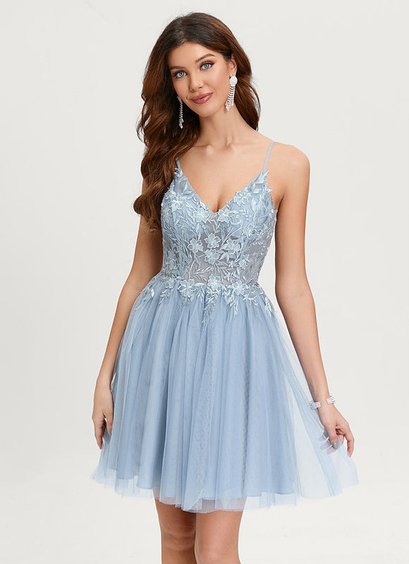 Robe Pastel Bleu Ciel Trapèze Tulle