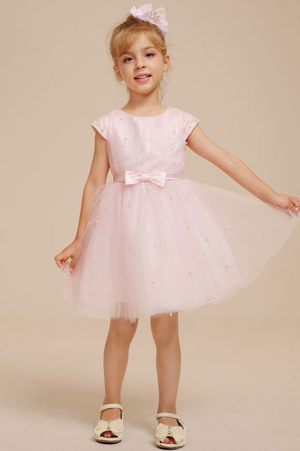Robe Pastel Rose Tulle Avec Perles - gallery 1