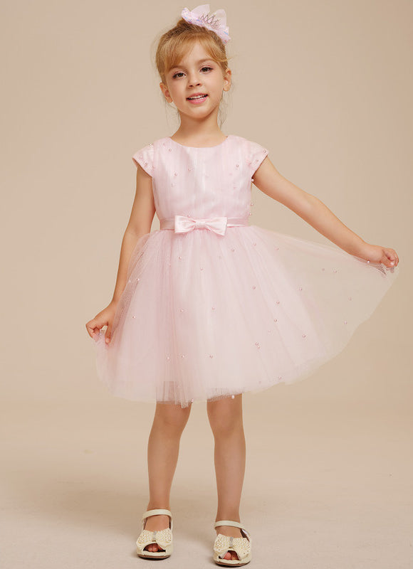 Robe Pastel Rose Tulle Avec Perles - gallery 1