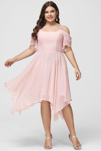 Robe Pastel Rose Trapèze Mousseline À Volants - gallery 8