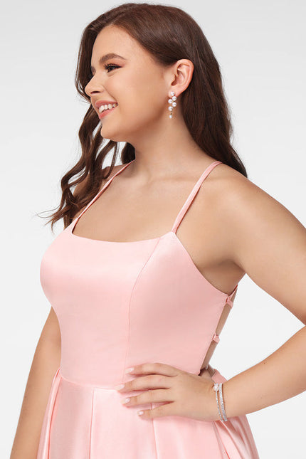 Robe Pastel Rose Satin Col Carré - gallery 9