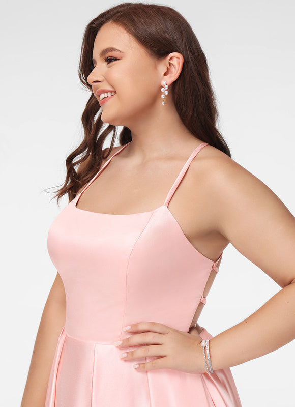 Robe Pastel Rose Satin Col Carré - gallery 9