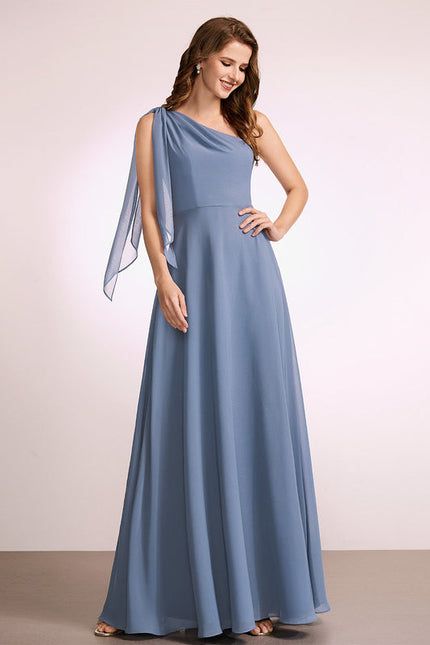 Robe Pastel Rose Décolleté Asymétrique Élégante - gallery 3